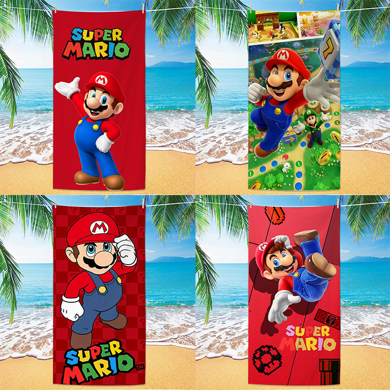 New Cartoon Mario Microfiber Beach Towel, Digital Printed Beach Bath Towel, Double-Sided Velvet Absorbent Towel New Cartoon Mario Microfiber Beach Towel, Digital Printed Beach Bath Towel, Double-Sided Velvet Absorbent Towel