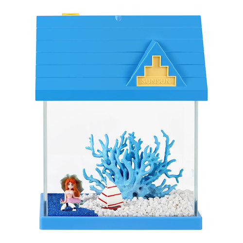 Living room aquarium, small ultra-white glass fish tank, ecological desktop landscaping tank, cabin log drop shipping