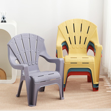 家用休闲凳子靠背椅塑料加厚靠背防滑椅户外沙滩经济型餐桌扶手椅