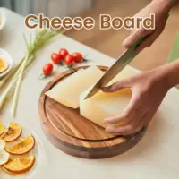 Деревянная вращающаяся доска для сыра, домашняя кухня, круглая разделочная доска из цельного дерева, поднос для пикника, вечеринки, стейка, закуски