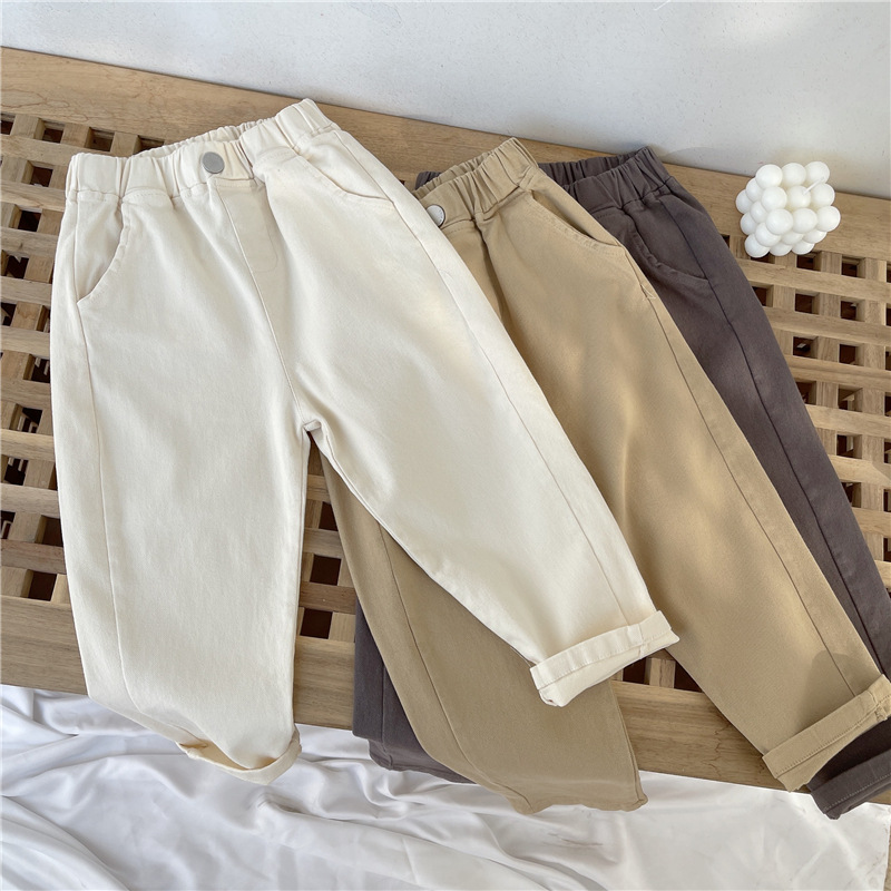 Casual Solid Color Cotton Boys Pants display picture 3