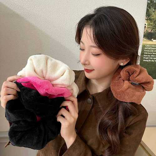 Super Large Home and Outdoor Towel, Hair Ties, Dry Towel, Elegant Simple Style, Autumn and Winter Super Large Plush Large Intestine Hair Ties, Hair Ribbons