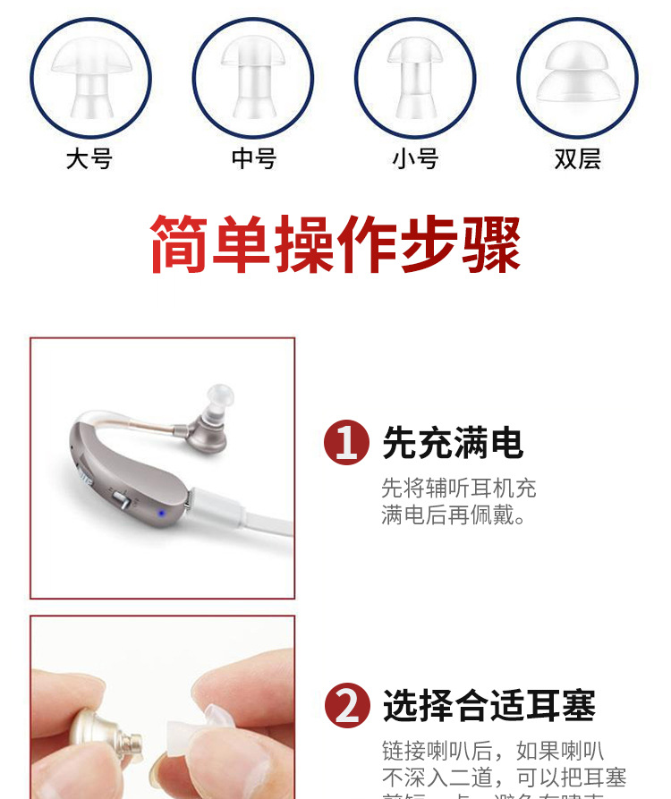 助听器挂耳降噪声音放大辅听扩音耳背式充电老人外贸批发英文跨境详情11