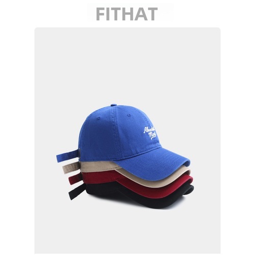 Hat women's retro fashion versatile street face small baseball hat men's soft top curved brim letter embroidered baseball cap trendy