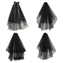 跨境万圣节黑色头纱鬼新娘头纱亡灵节哥特式新娘角色扮演派对面纱