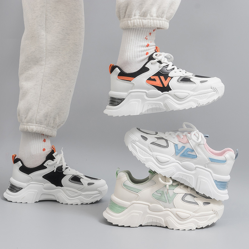 Primavera nueva doble red zapatos deportivos de mujer zapatos de carrera casuales de suela gruesa universal zapatos de malla transpirable al por mayor