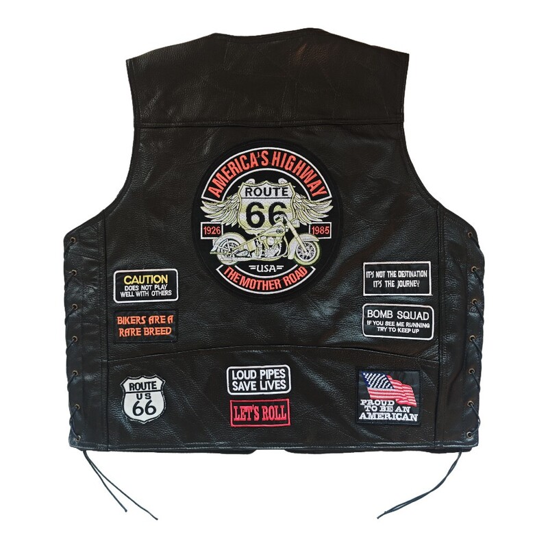 Classic Leather Jacket Men's Motorcycle Vest Angora Pattern Genuine Leather Vest Waistcoat Cycling Vest Embroidered Badge