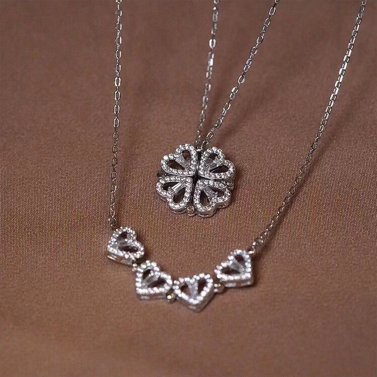 201 Stainless Steel Chain Material cable chain Chain Type 1 Piece Quantity Daily Occasion Titanium Steel Material Titanium Steel Simple Style Inlay Heart Shape Zircon Pendant Necklace