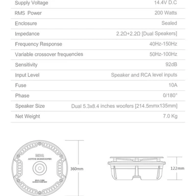 MBQ car active: Car speaker/subwoofer