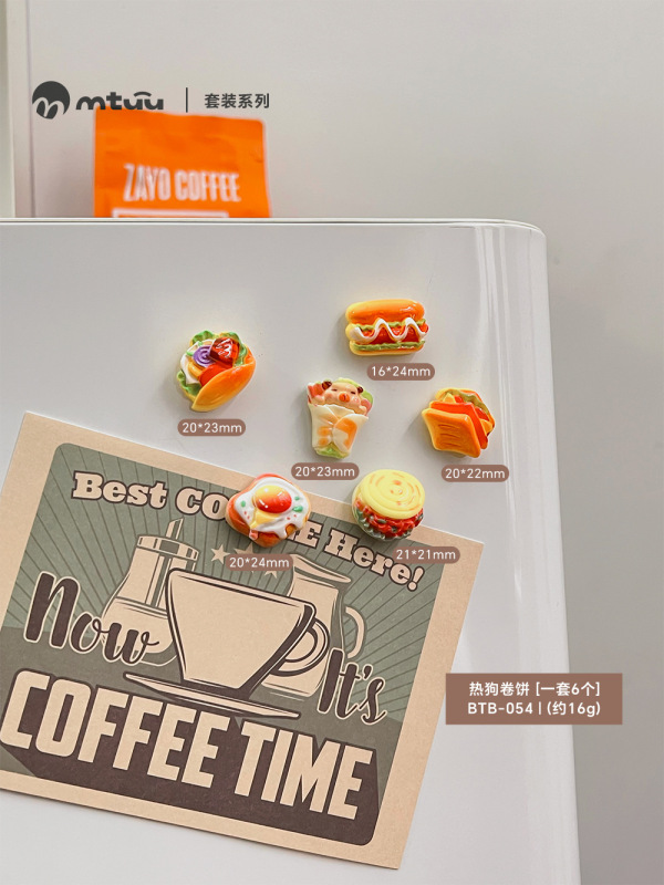 冷蔵庫マグネット新しい模擬立体ハンバーガーホットドッグパンケーキミニ食品ベーキングメッセージメモ磁気ステッカー|undefined