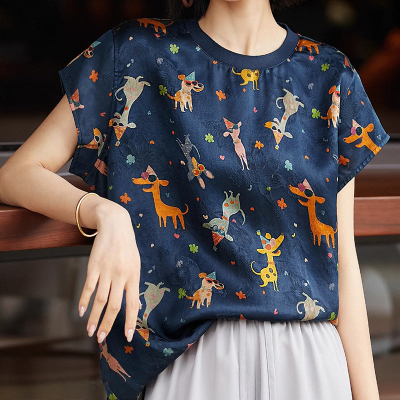 Intangible Cultural Heritage Xiangyun Silk, Mulberry Silk Satin Jacquard Silk Blouse, High-End Women's Clothing, 2026 Summer New Collection