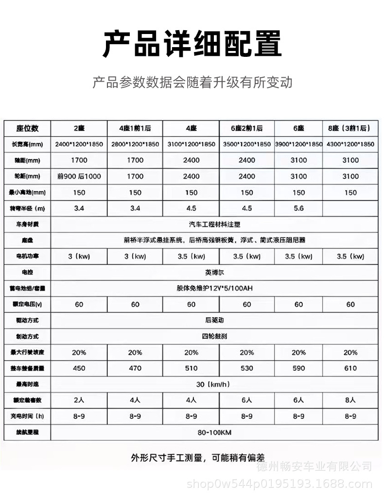 Cross-Border Tourist Shuttle Bus Golf Cart Electric Golf Cart Sightseeing Car 2-4-6 Seater Four-Wheel Sightseeing Car