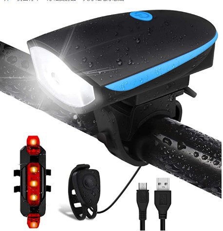 Luz de bicicleta 7588 luz de bocina luz delantera USB recargable bicicleta de montaña luz de coche impermeable bicicleta equipo de accesorios de conducción nocturna