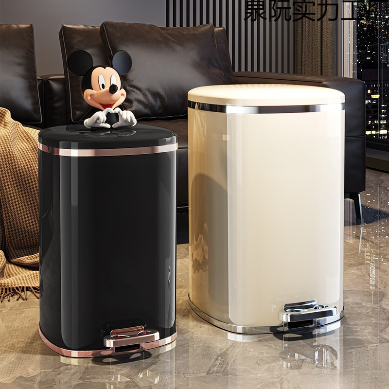 New Style Light Luxury Trash Can with Foot Pedal for Home Use, Press-Type Plastic Bin for Bedroom, Living Room, Bathroom, with Lid, Dual Bin for Waste Storage