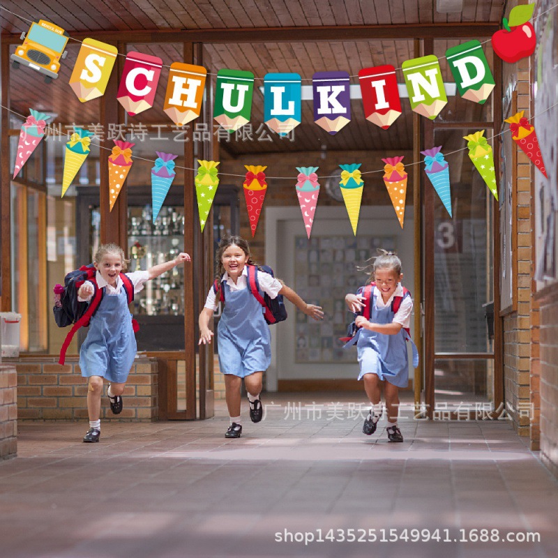 Jardín de infancia alemán transfronterizo decoración de regreso a la escuela primaria