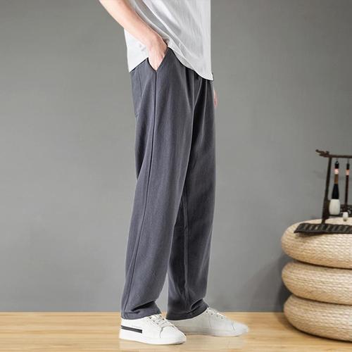 Linen Pants Men Cotton Linen Pants Summer Men Casual Long Pants Spring and Autumn Style Loose Wide Leg Pants Straight Leg Sports Men Pants