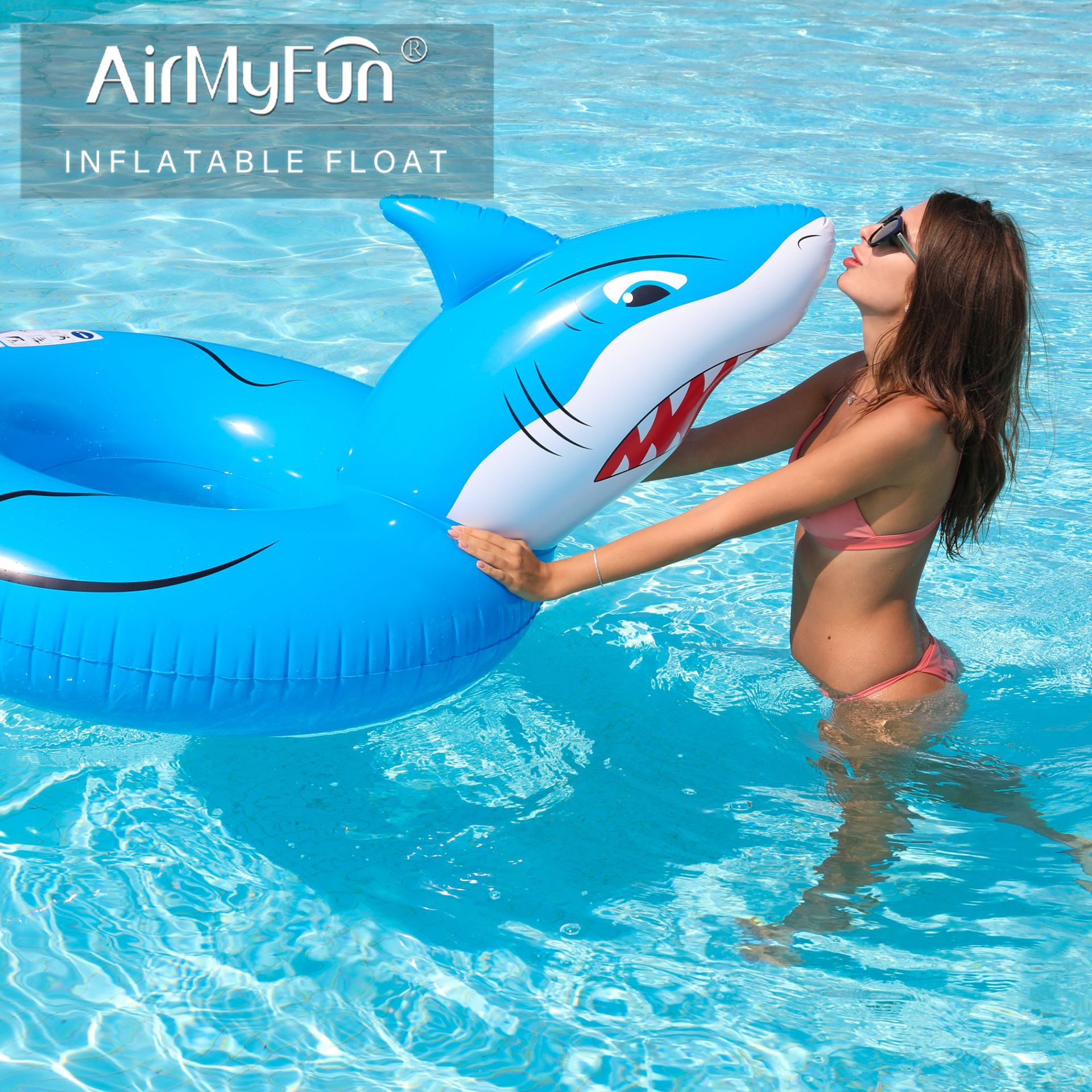 AMF | Flotador de Natación Estilo Influencer, Flotador Grande para Adultos, Flotador Inflable de PVC, Flotador de Tiburón, Venta al por Mayor
