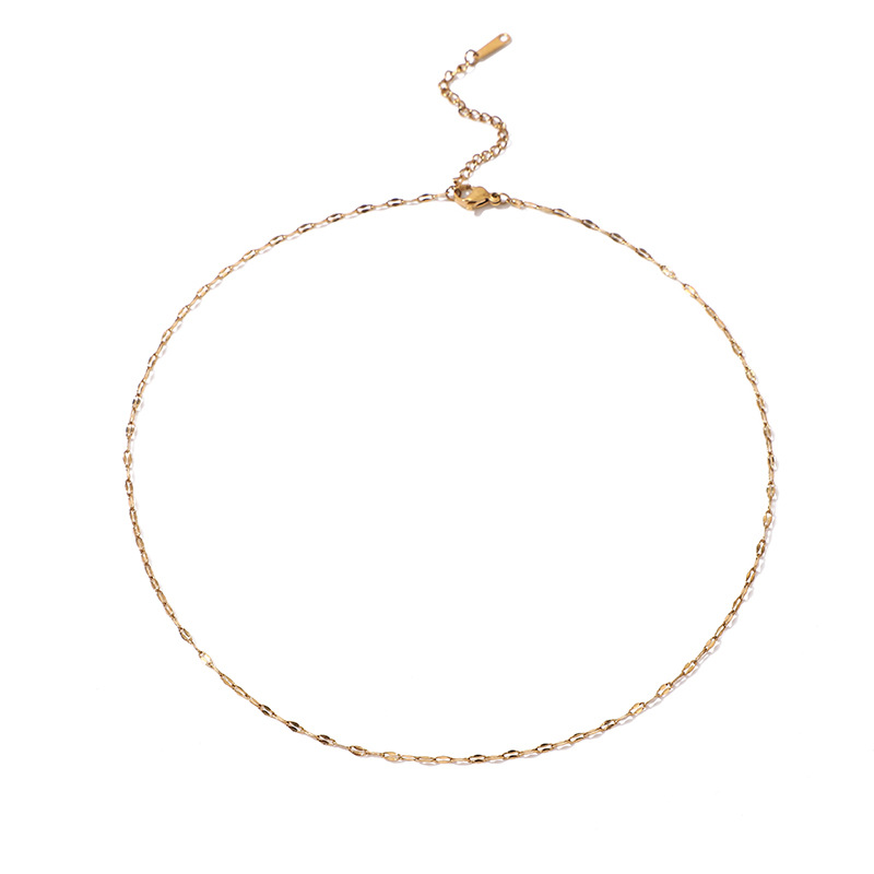 Moda transfronteriza versátil simple cadena de joyería cadena clavícula 40 + 5 larga cadena de acero inoxidable O cadena de labio de acero de titanio collar DIY