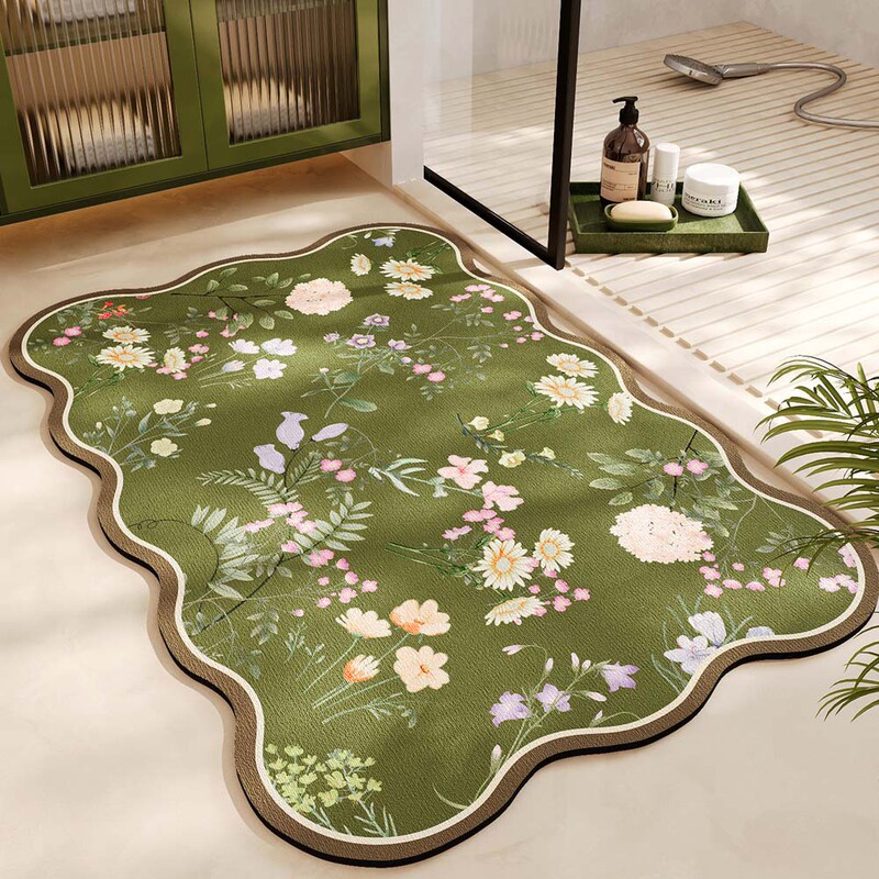 Light Luxury Style High-End Bathroom Floor Mat, Bathroom Absorbent Floor Mat, Easy to Clean, Wear-Resistant, Non-Slip Diatomaceous Earth Floor Mat