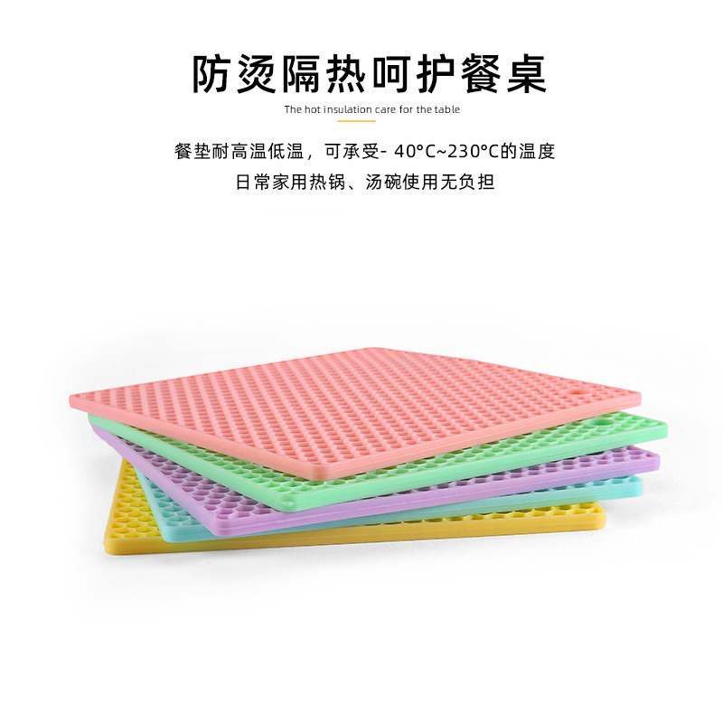 doble cara cuadrada espesa de silicona panal cocina resistente al calor cocina aislante anti-deslizante anti-calent almohadilla de mesa de comedor tazón de cocina