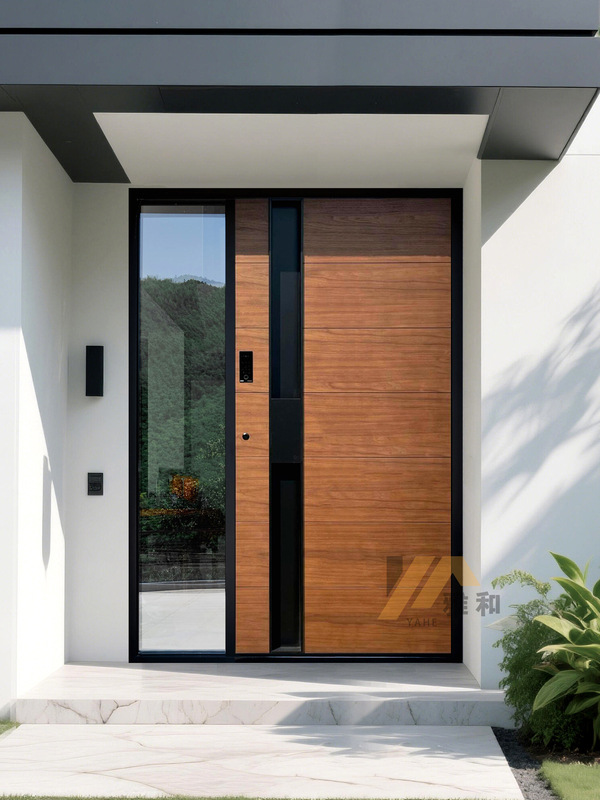 Cast Aluminum Entrance Door, Glass Door, Wood Grain Villa Door, Double Door, Double Door, Rural Self-Built House Entrance