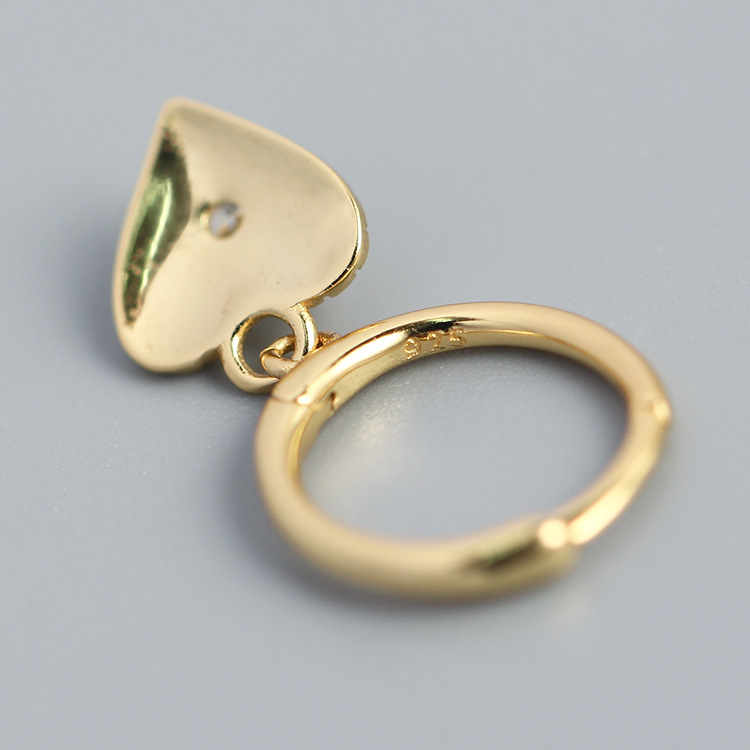 Elegant Heart Shape Sterling Silver Plating Rhinestones Earrings 1 Pair