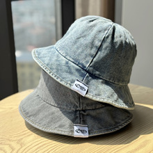 新款日系渔夫帽男女做旧水洗八角牛仔盆帽个性遮阳防晒帽子显脸小