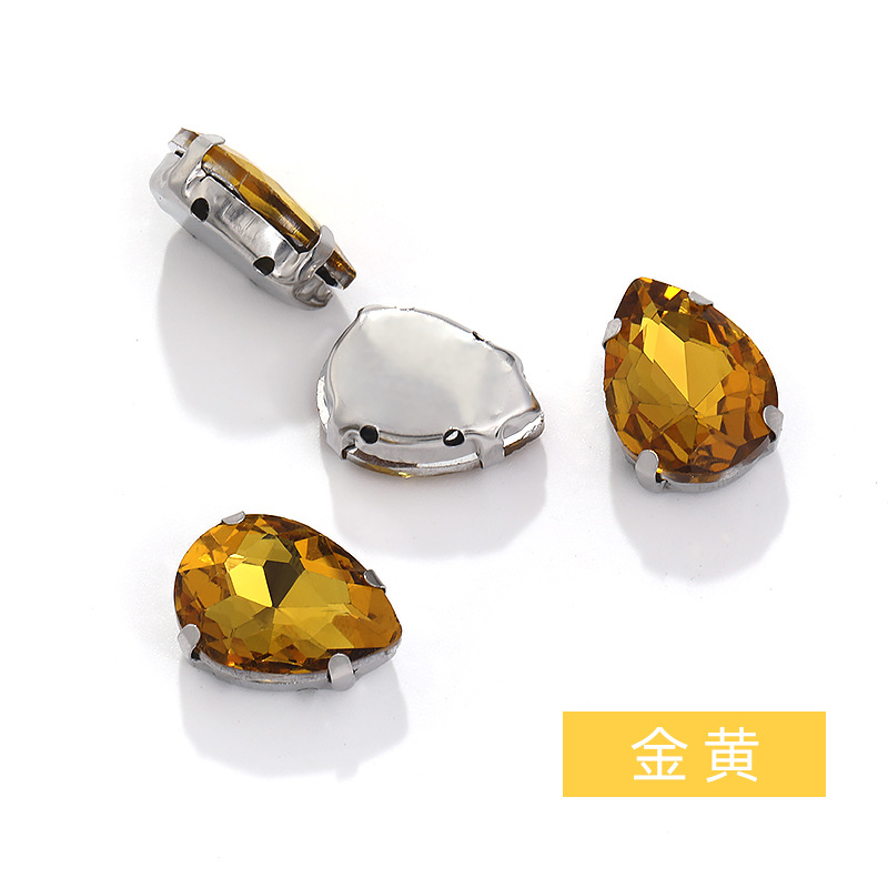 Diamante de garra de forma especial de fondo puntiagudo de gota de agua, soporte de fondo K blanco que no se desvanece, vestido de novia de bricolaje, accesorios, accesorios, taladro de garra cosido a mano