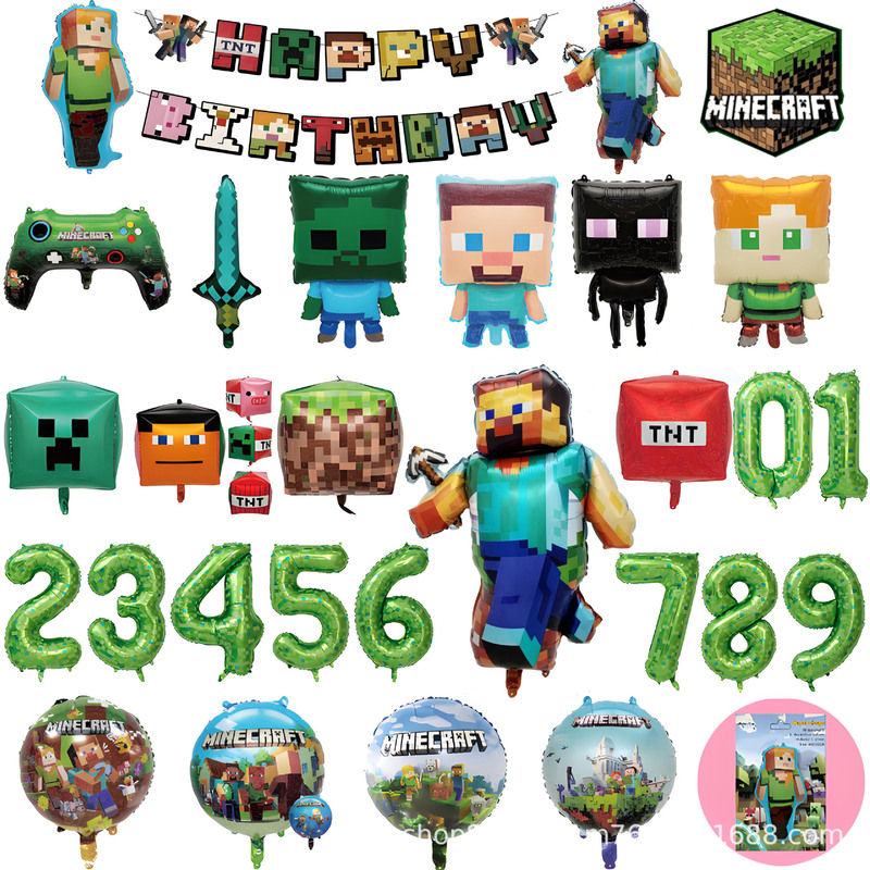 One Piece Minimum Order Minecraft Digital Balloon Flag Balloon Birthday Party Decoration Aluminum Foil Decoration Steve One Piece Minimum Order Minecraft Digital Balloon Flag Balloon Birthday Party Decoration Aluminum Foil Decoration Steve