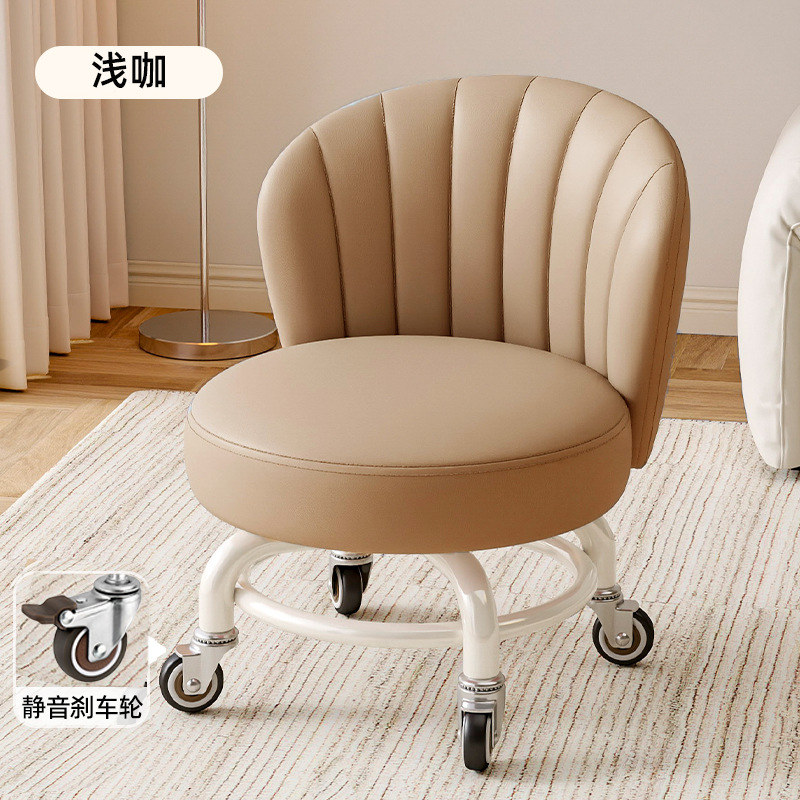 Rueda universal móvil pequeño taburete giratorio con respaldo taburete con polea para bebés pequeños taburete bajo para cambiar zapatos taburete simple antideslizante image 8