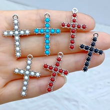 高端新款韩版点钻十字架DIY合金饰品配件项链手链吊坠钥匙扣挂件