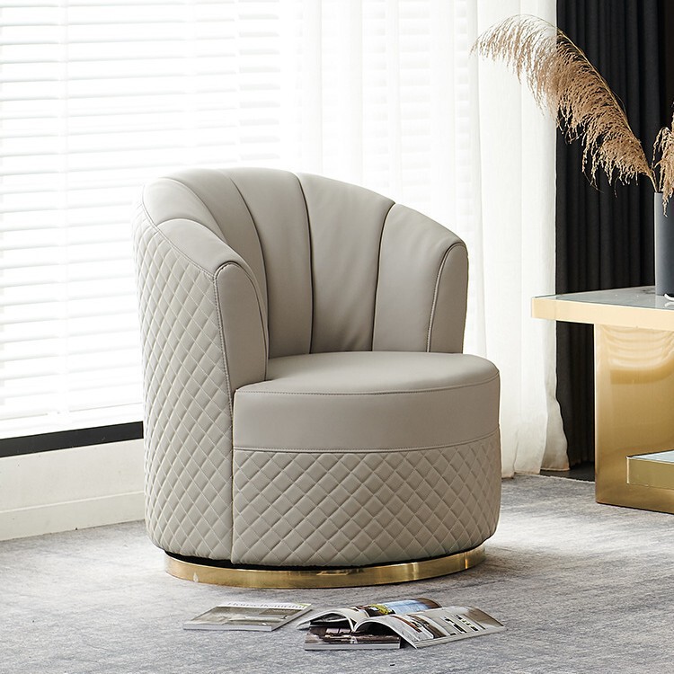 Modern Light Luxury Small Apartment Living Room Three-position Sofa Chair Bedroom Leisure Chair Rotating Single Sofa Italian Leather Sofa