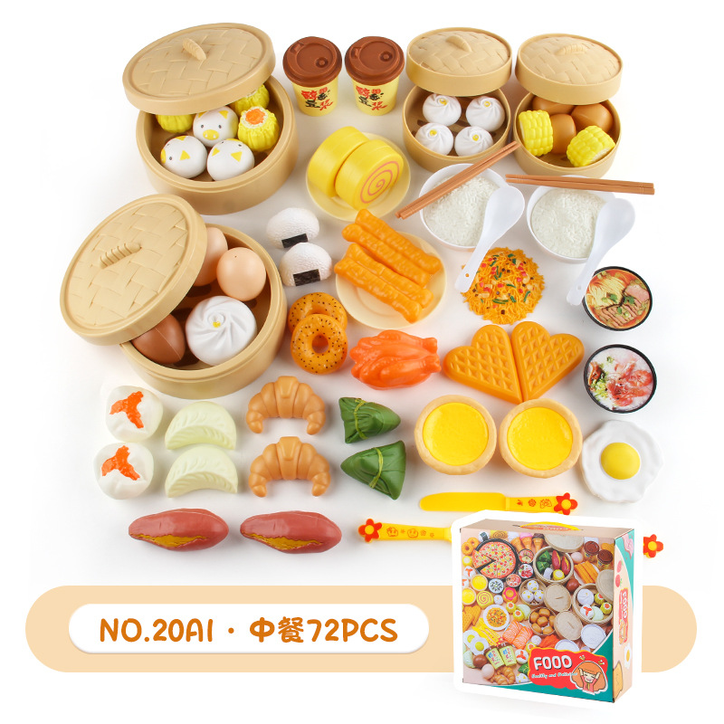 Simulación educativa de los niños cocina traje de comida bolsa de vapor sushi masa frita palos desayuno hamburguesa juego casa Juguetes