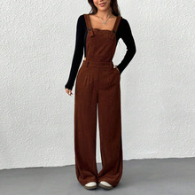 瑞逅跨境Wildberries外贸2025秋冬欧美时尚灯芯绒背带裤连体裤女