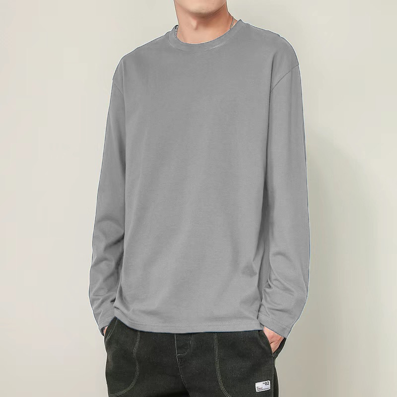 Camiseta blanca de manga larga básica, chaqueta de otoño, t coreana, cultura universal, chaqueta de hombre, una chaqueta de cabello