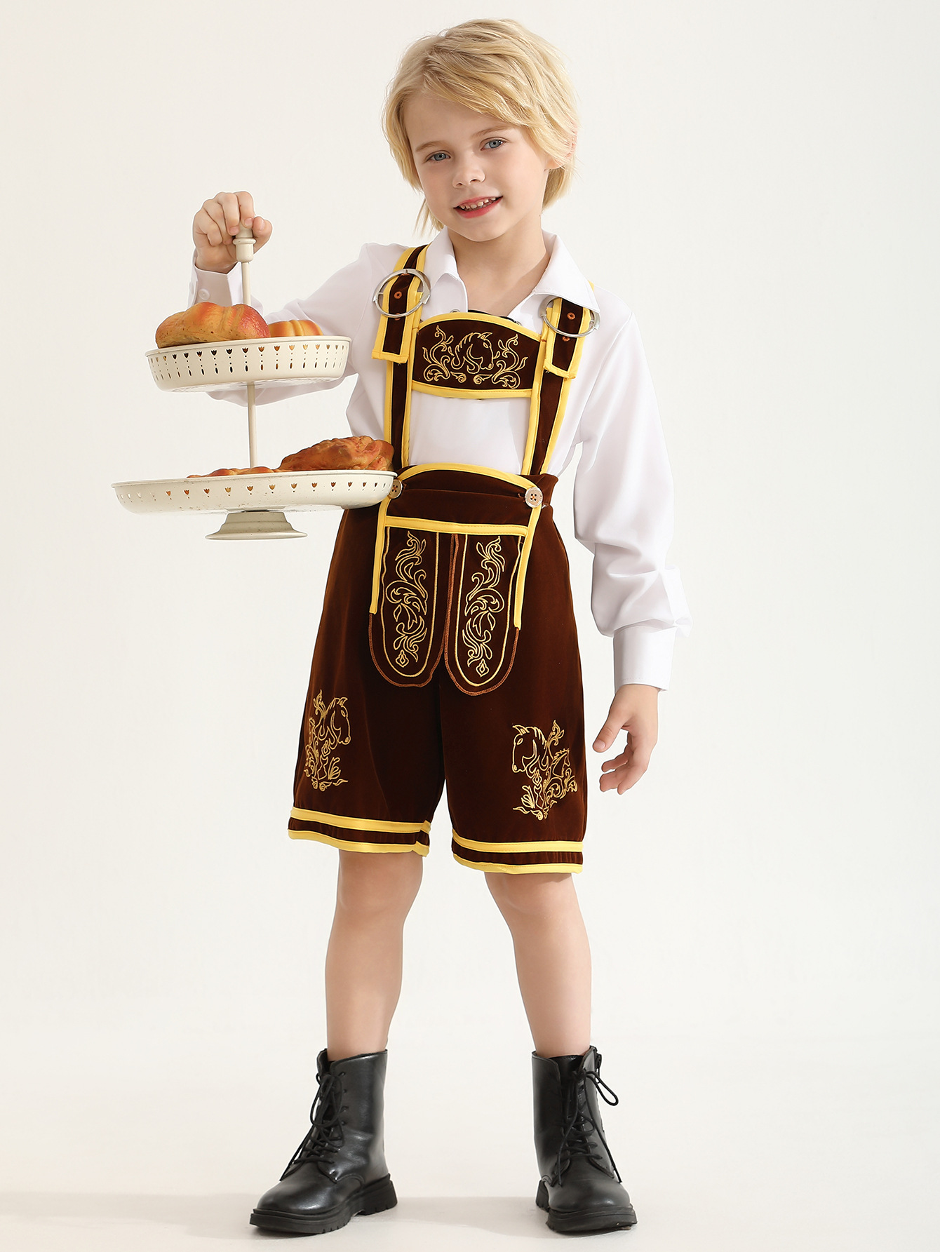 Trajes tradicionales alemanes transfronterizos de Oktoberfest Camisas de cinturón de cerveza para niños pantalones de celda de Halloween