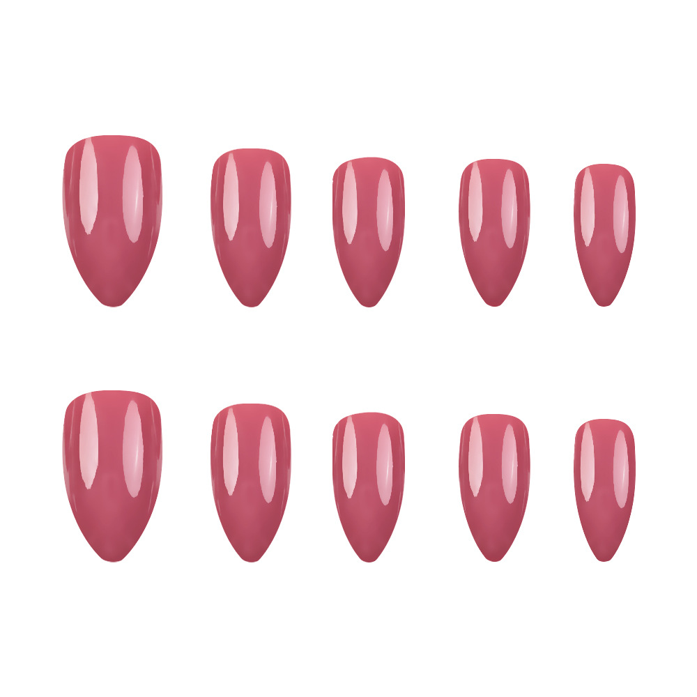 Comercio exterior polvo rosa brillante almendras de vestir uñas europeas y estadounidenses blanqueamiento de uñas 24 piezas de uñas falsas al por mayor