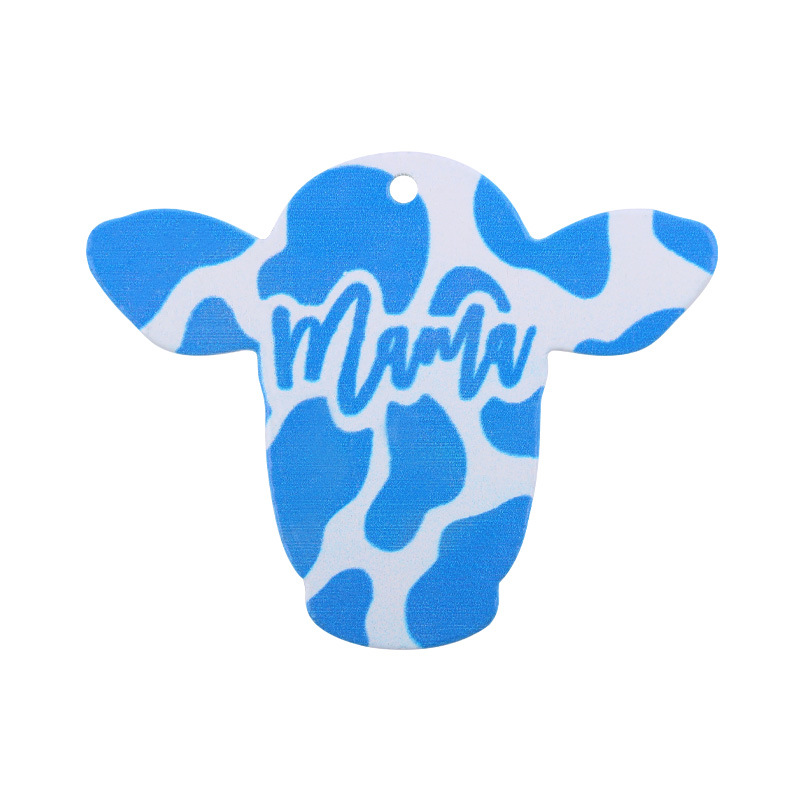 Nueva MAMA de madera cabeza vaca estilo Occidental llavero colgante creativo DIY animal la historieta Accesorios