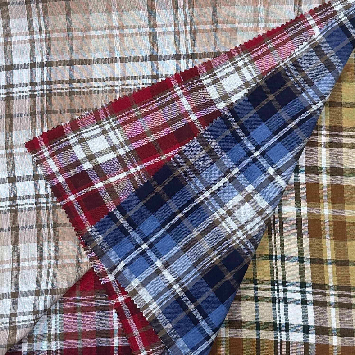 现货 100%人棉色织格子 21支新款春夏清新女装衬衫连衣裙服装面料