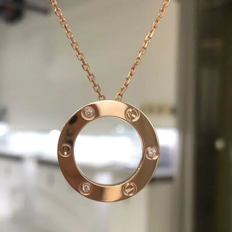 高バージョン Kajia LOVE シリーズネックレス厚メッキ 18K ダイヤモンドラウンドケーキラウンドネックレス ILOVE ペンダント鎖骨チェーン|undefined