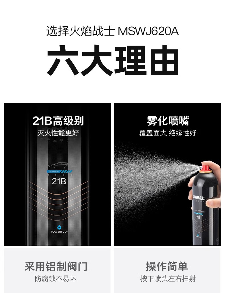 Fire Warrior car fire extinguisher 620ml small portable 21B water-based fire extinguisher car powerful fire extinguisher