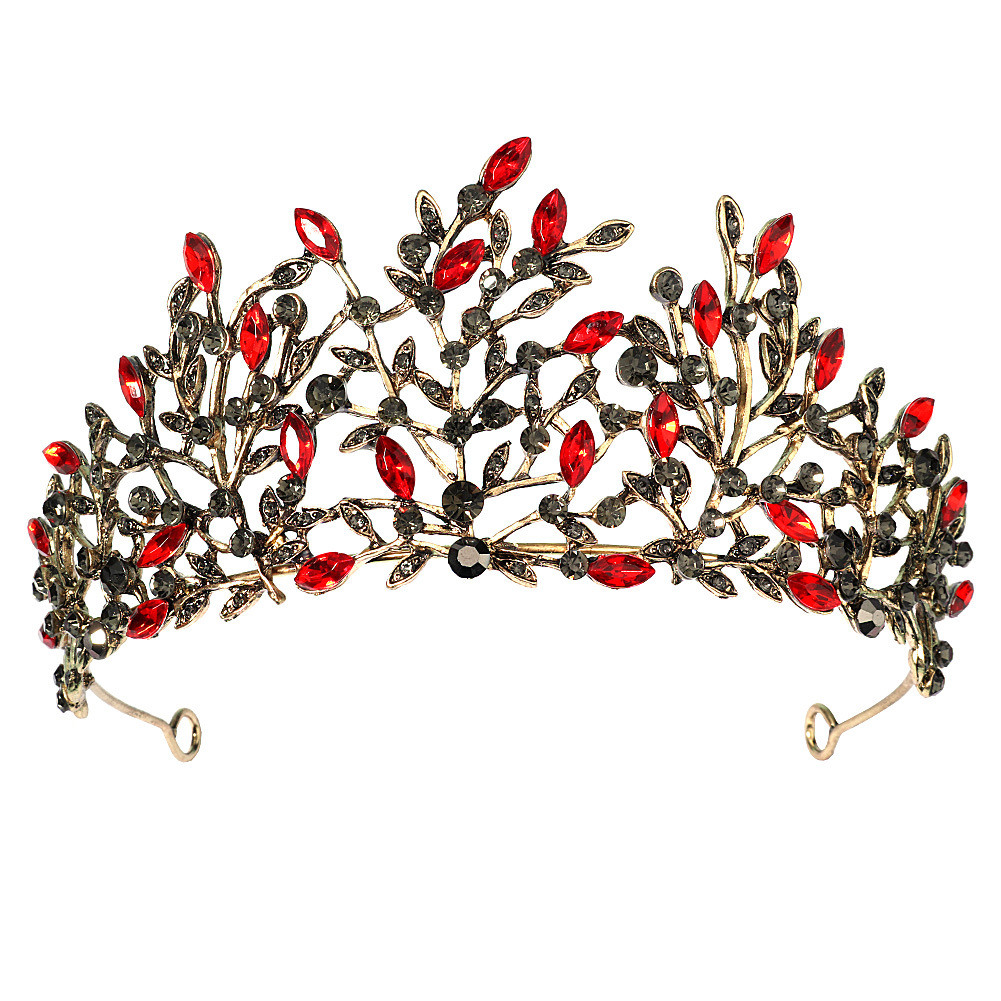 European And American Retro Baroque Crystal Crown Bridal Party Jewelry Headdress Alloy Rhinestone Large Crown
