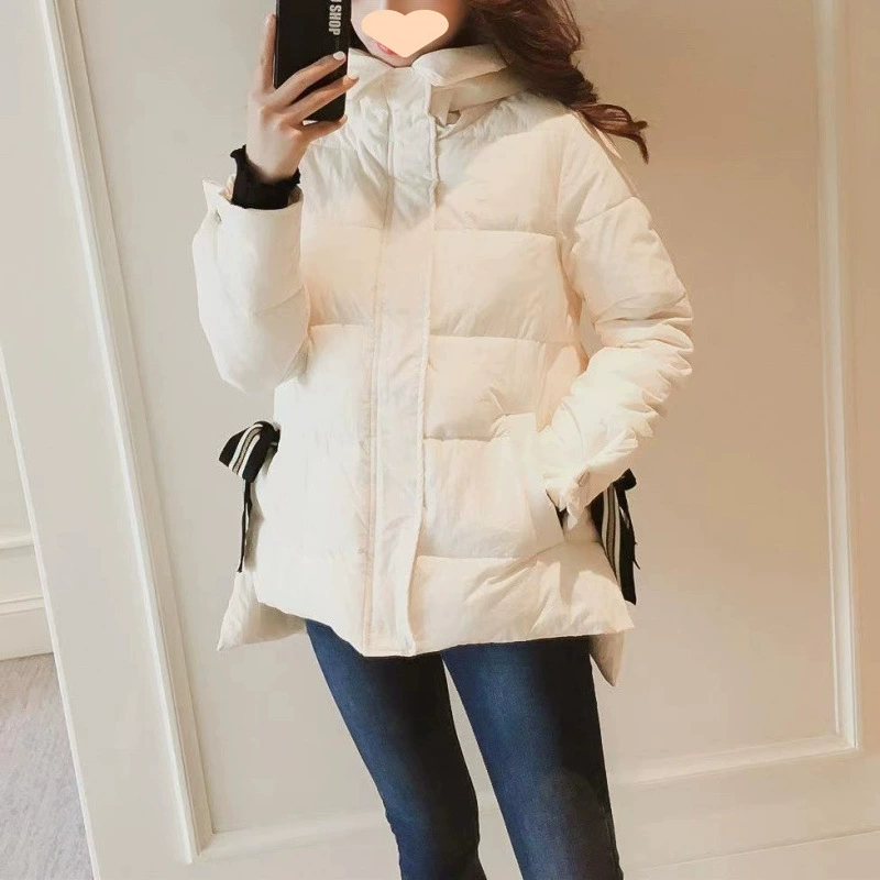 Укороченная куртка из пуха с увеличенной толщиной, oversize, свободный крой