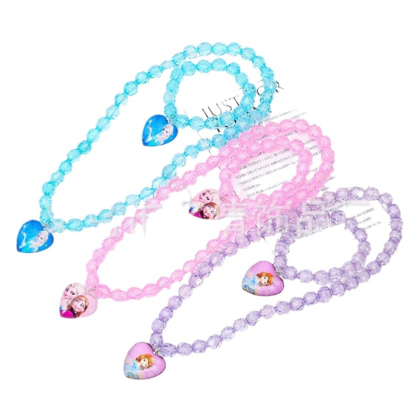 Children's Princess Necklace Bracelet Set Cartoon Princess Holiday Gift Girls Princess Jewelry Factory Wholesale
