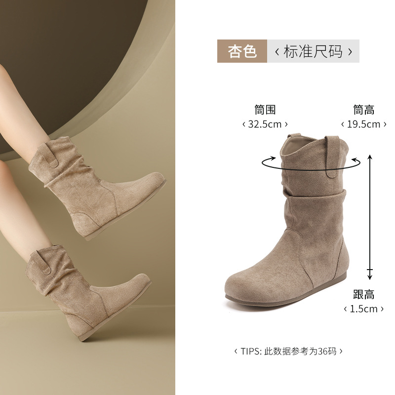 Botas de montaje de leones antiguas para mujeres 2025 nuevas botas de invierno Meirard pliegue Bocken no más altas que la rodilla