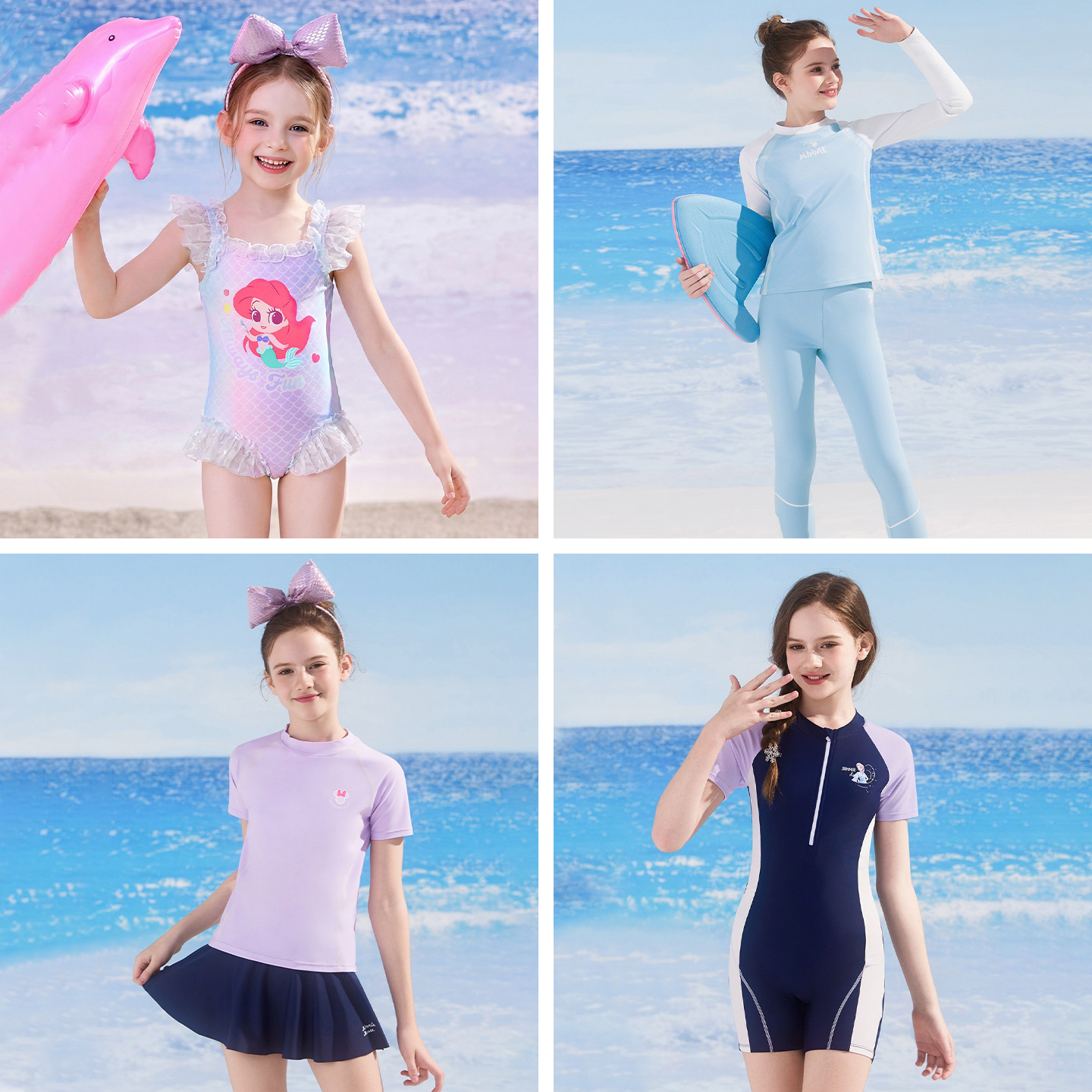 Traje de Baño de Una Pieza Tipo Falda para Niñas de Poliéster Alta Elasticidad para Playa y Natación image 4