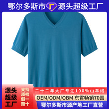 精纺纯羊绒衫男款薄V鸡型领短袖内穿羊毛衫年轻百搭保暖毛衣新款