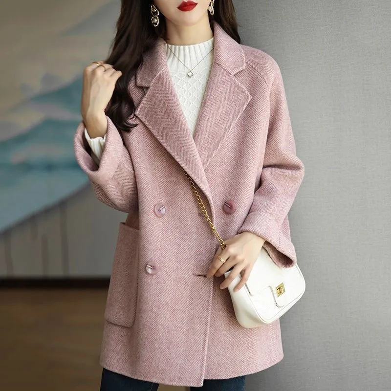 Demi-season woolen long fashionable jacket