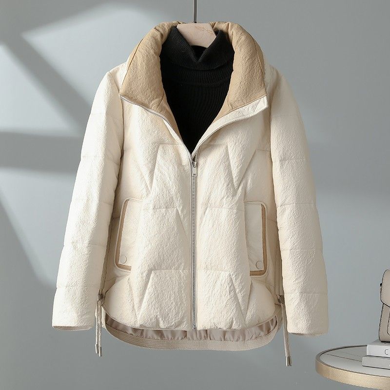 Haining Genuine Leather down Jacket Women's Autumn and Winter New Casual Sheepskin Leather Jacket Stand Collar Short Lightweight down Jacket