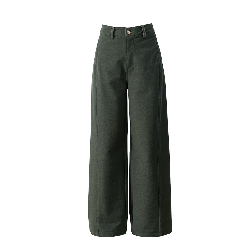 Quần ống rộng nữ dáng suông chất Tencel cotton dệt kim mềm mại — màu xanh ngọc